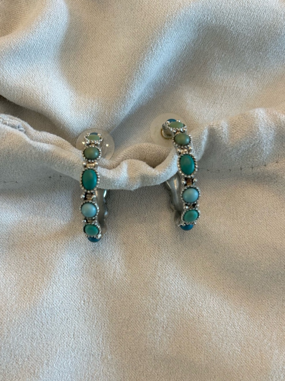 Turquoise Stone Hoop Earrings